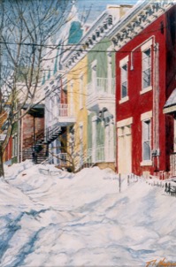 Dimanche, Montréal--acrylic on masonite 16x11